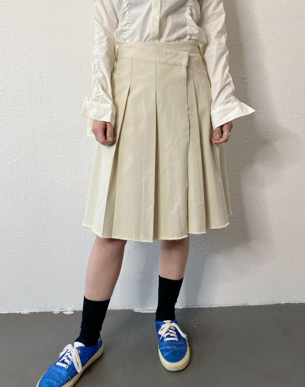 Beige Pleated Skirt #250220